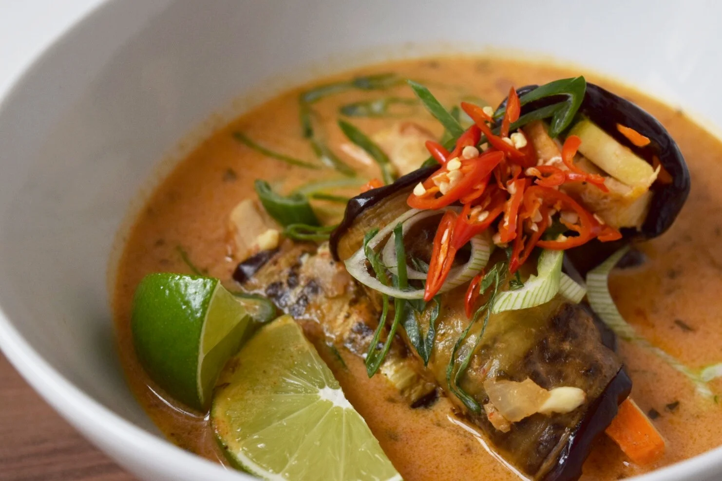 Zen AF: Thai Coconut Curry with Stuffed Eggplant 