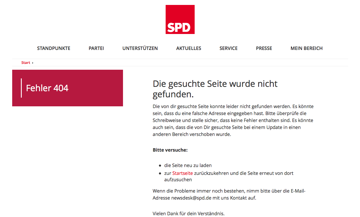 Die Fehlerseite der SPD