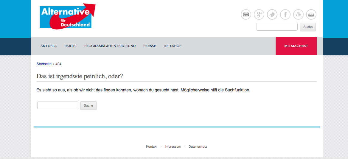 Die AfD Fehlerseite