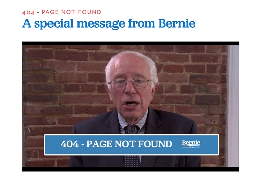 Bernie Sanders 404 Seite