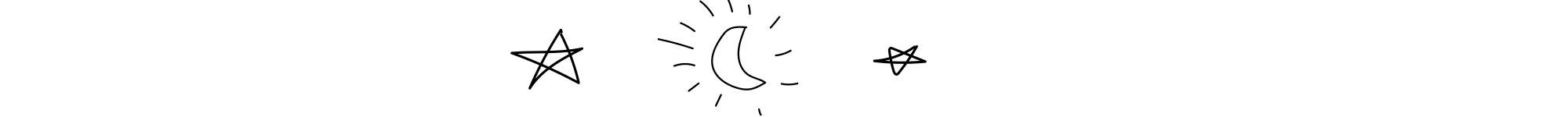 Hand drawn moon and stars.