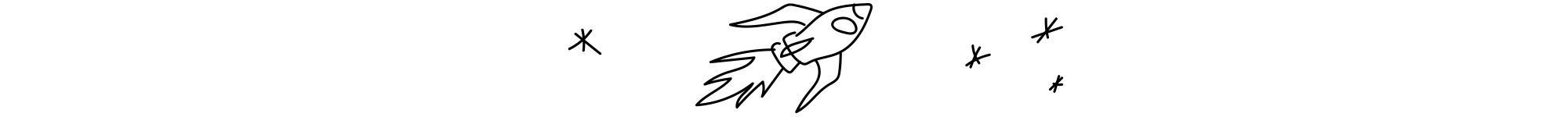 Hand drawn stars and rocket.