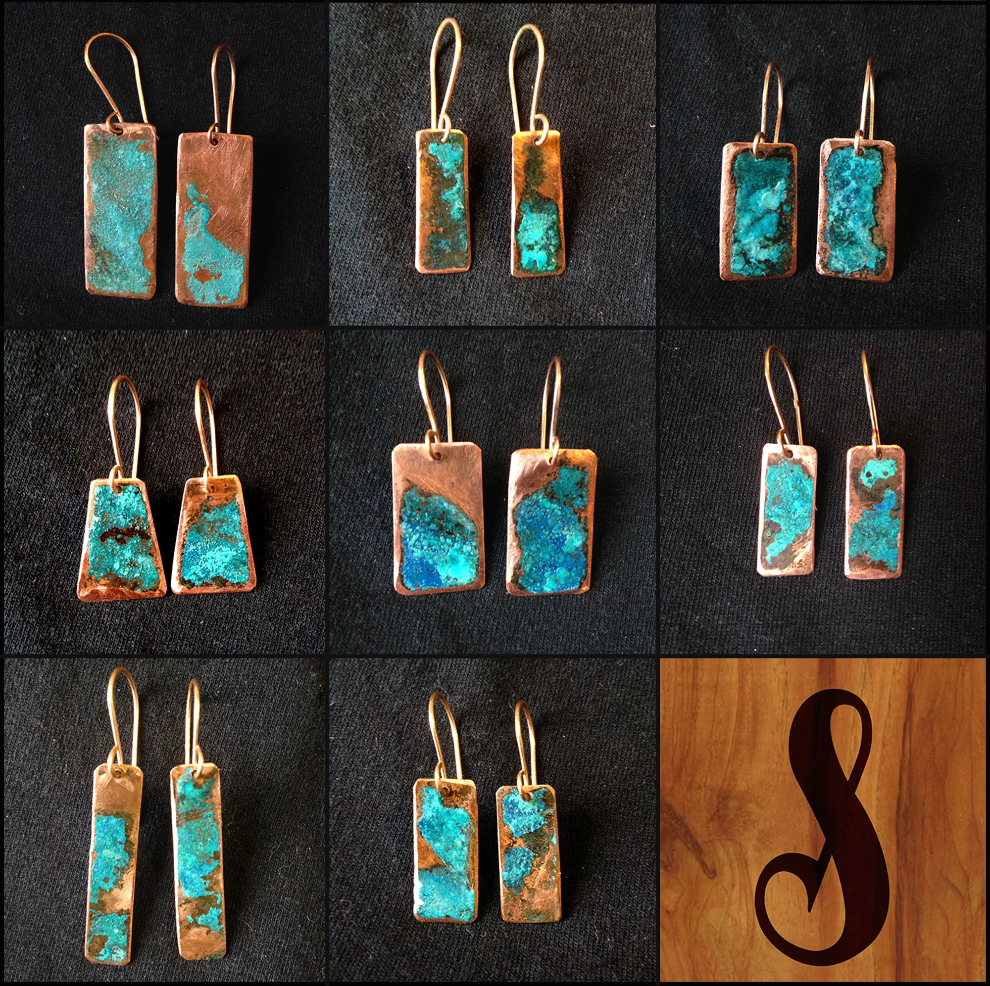 Copper Patina Earrings.