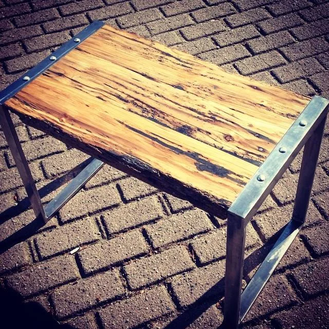 Rustic industrial end table. Sold.