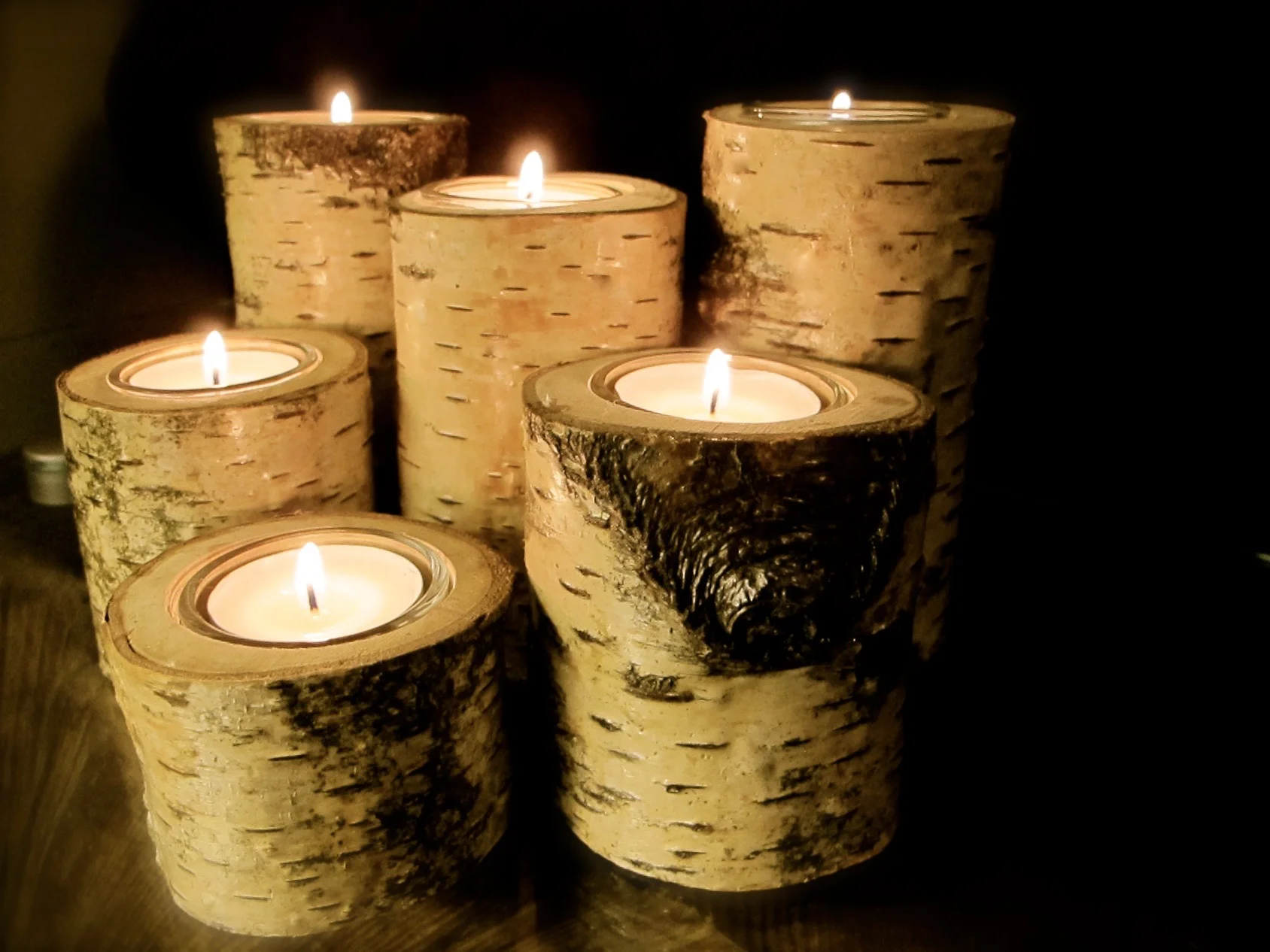 Birch candle holders. Sold.