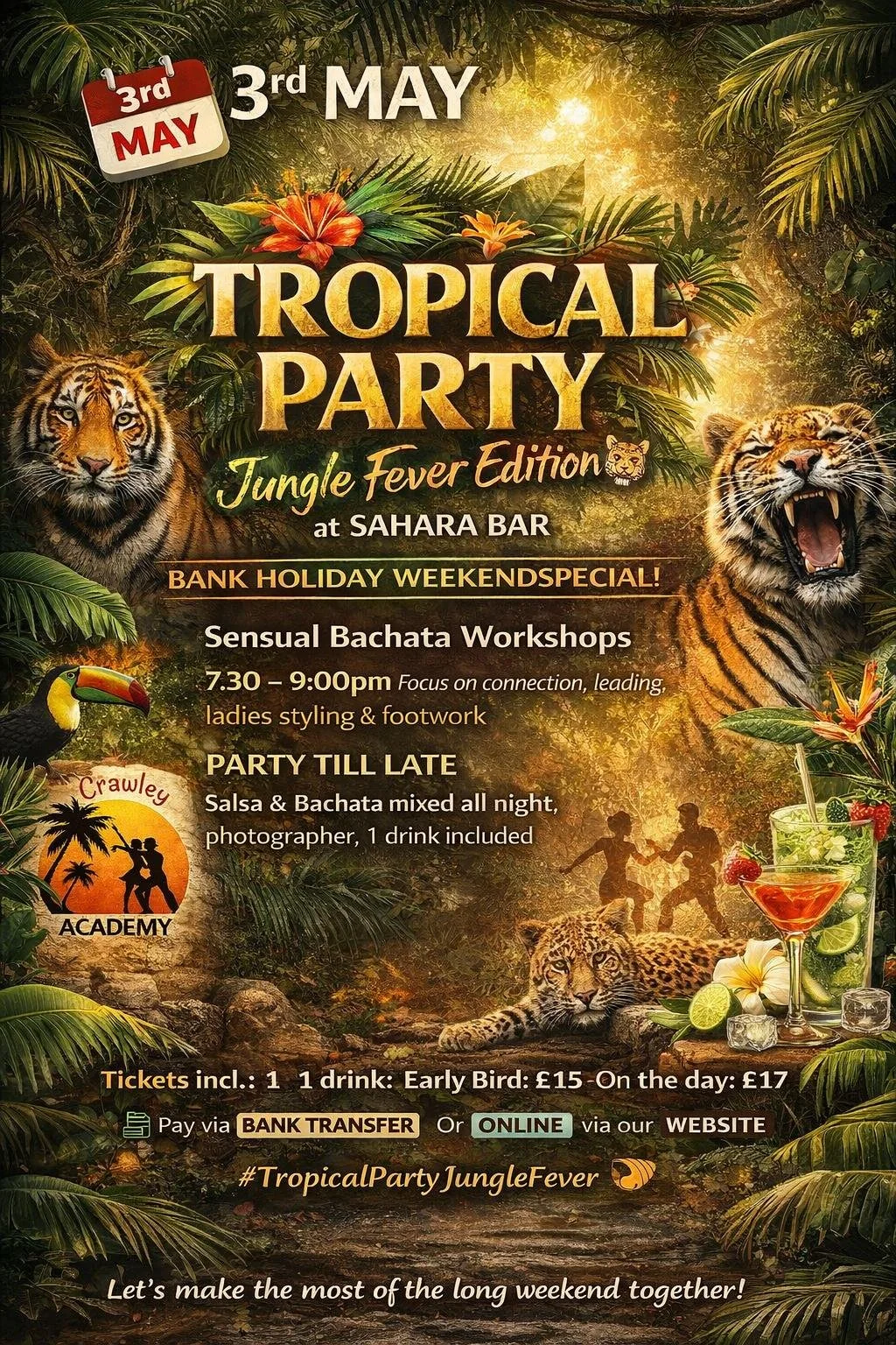 SUNDAY 3rd of May -Sensual Bachata Workshops & Social Dance