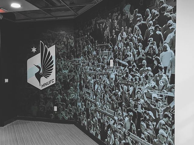 MNUFC New welcome center looks great. Building an experience like this can excite a casual fan and make them a loyal fan. Wall graphics and crest install by S.E.  Who&rsquo;s your favorite MLS team?