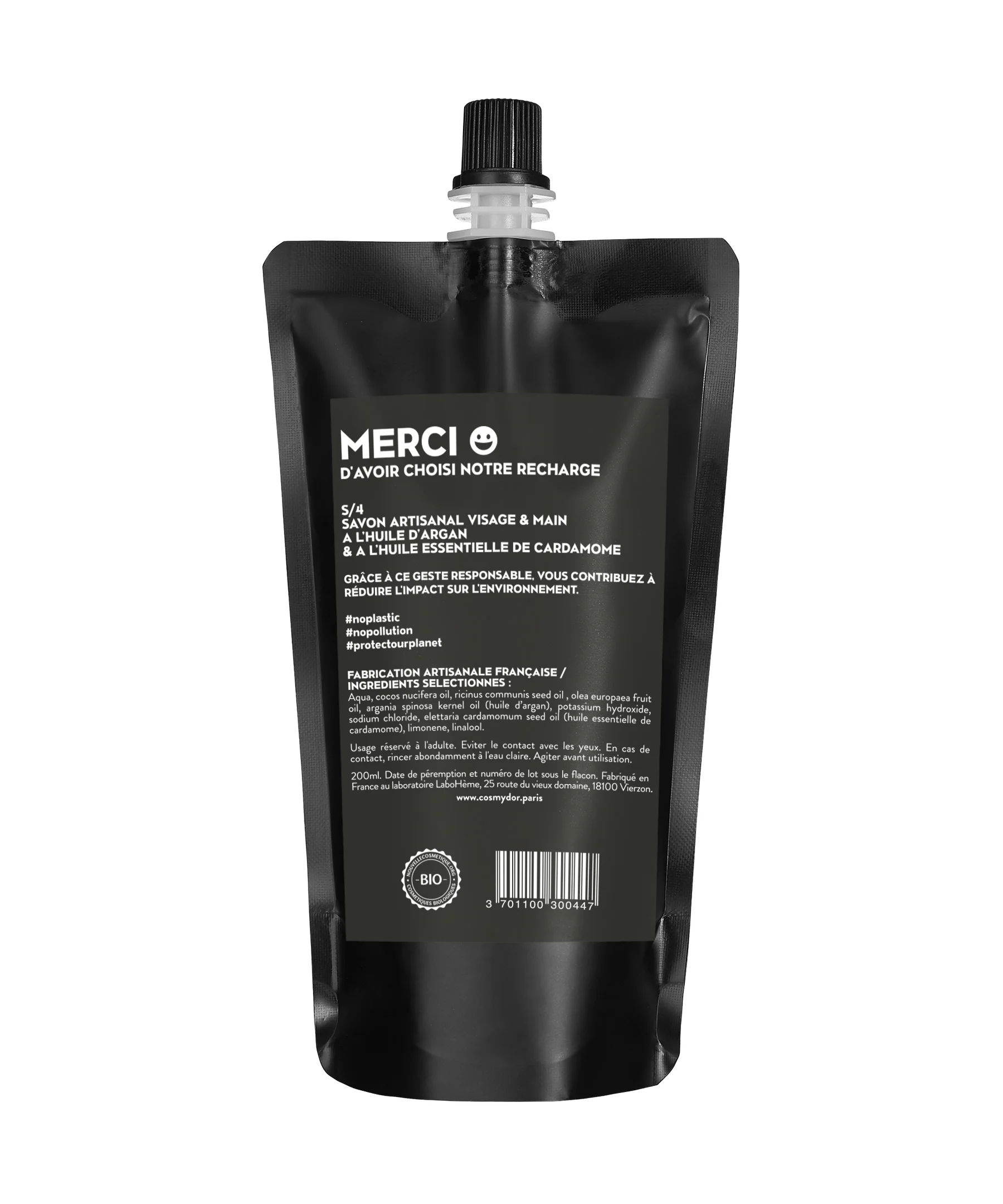 Cosmydor cosmétique biologique Recharge - S/4 Savon artisanal visage & main à l’huile d’argan et à l’huile essentielle de cardamome