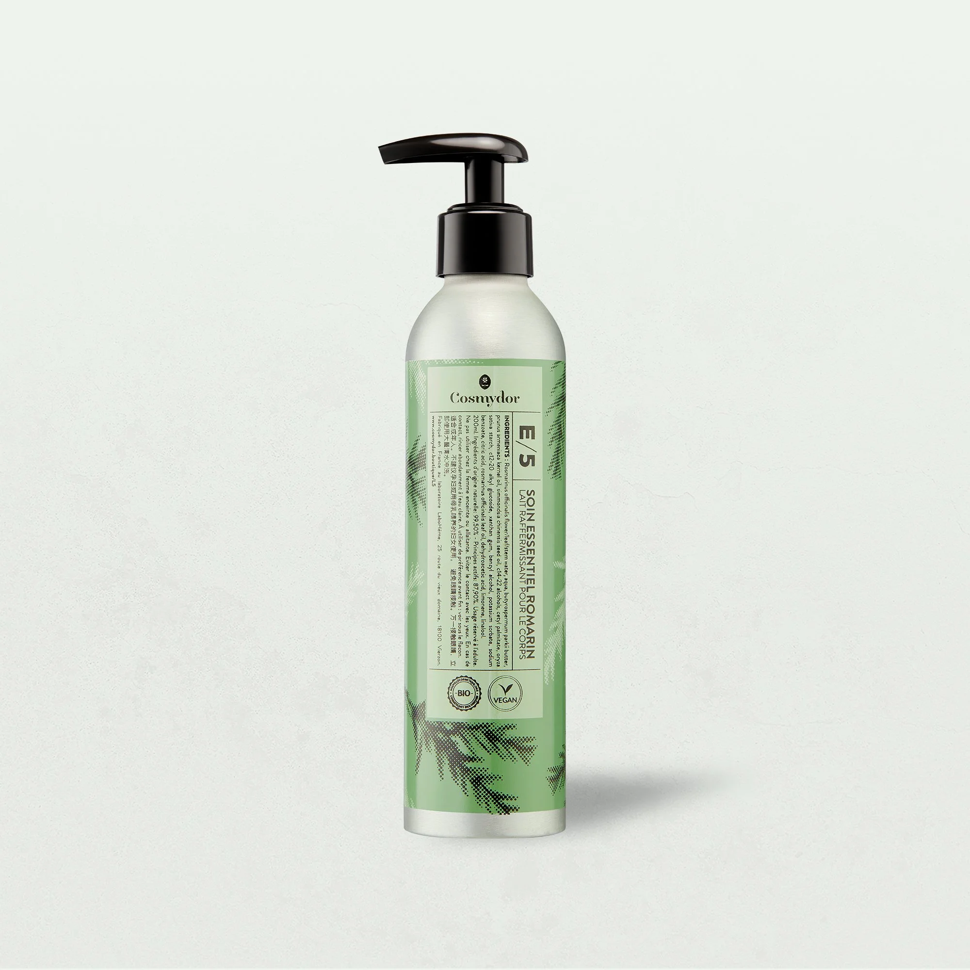 Cosmydor cosmétique vegan luxe bio biologique eco-responsable lait corps romarin soin peau efficace naturel