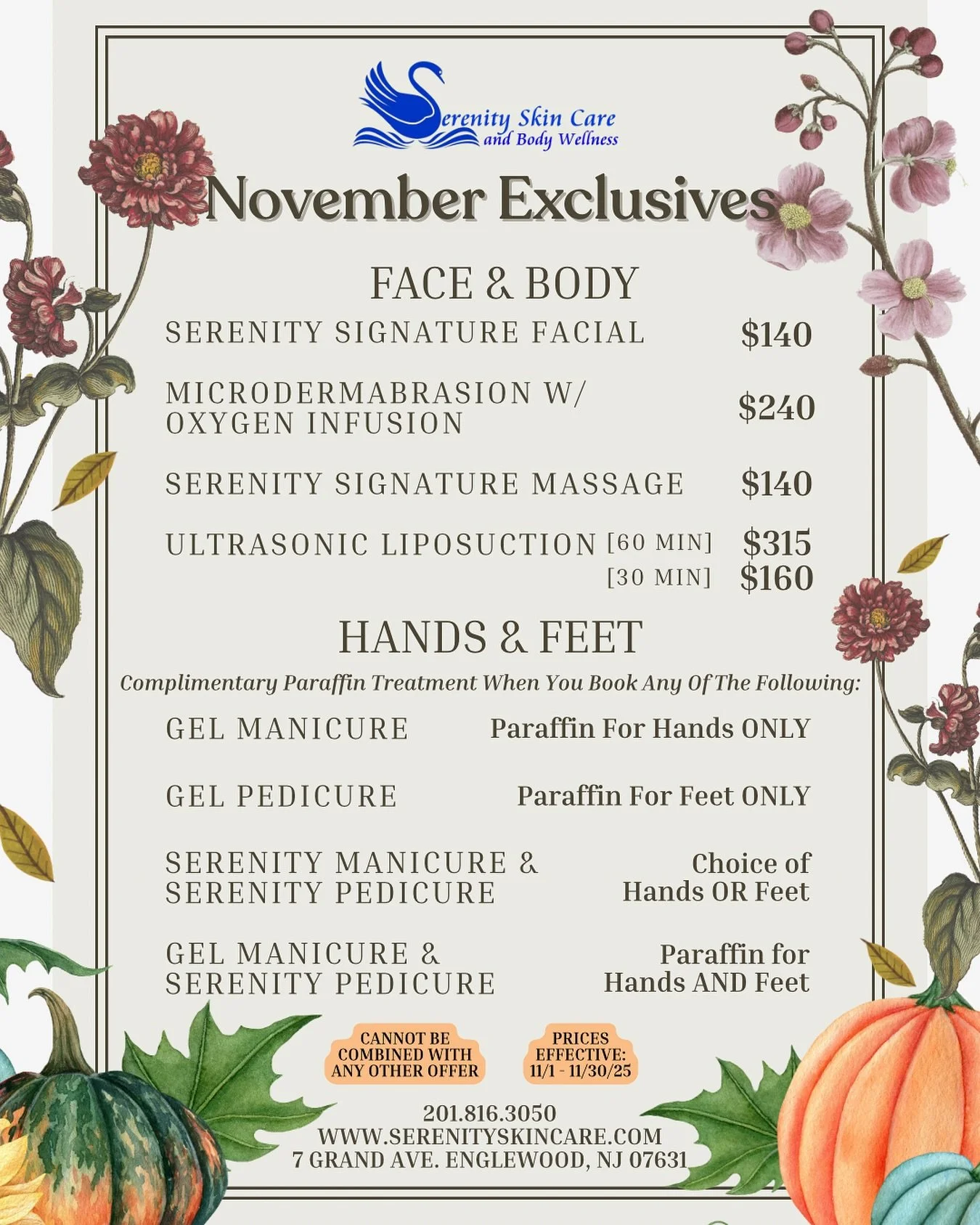 ✨🍁 As the season changes &amp; holidays get closer, remember to take time to relax &amp; reset.

✨🎁 Treat friends &amp; family to &ldquo;The Serenity Experience&rdquo; with a Serenity Gift Card.

It&rsquo;s not just a service, it&rsquo;s an experie