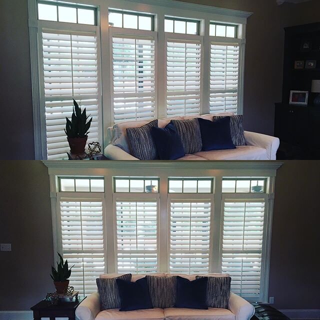 Have other windows that need shutters like the rest of your house? We can do it! We can match what you have! 💜 We loved this recent install! Pic is from our amazing client who ordered more! #plantationshutters #livingroomdecor