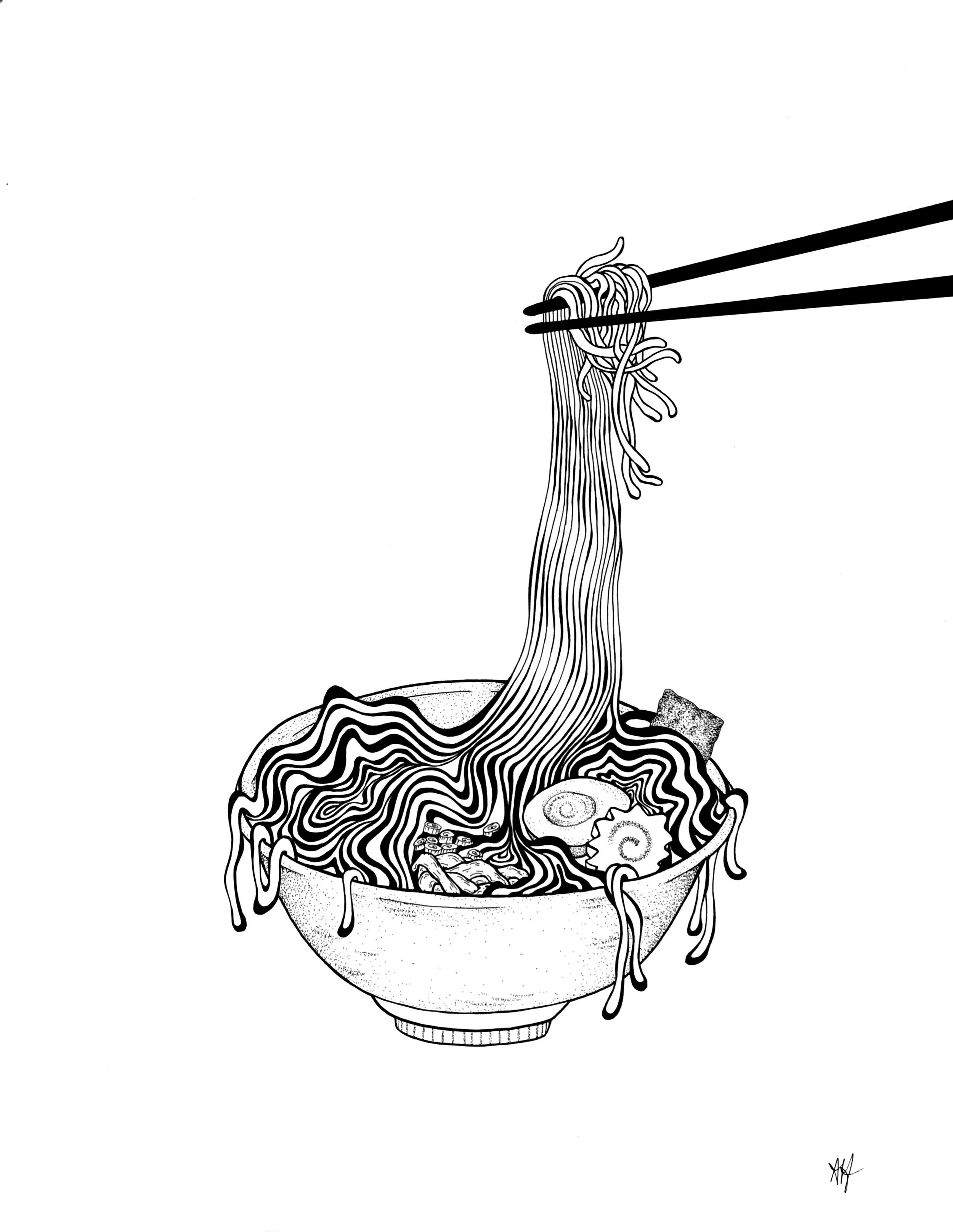 “Bowl of Abyss”medium: pen and ink