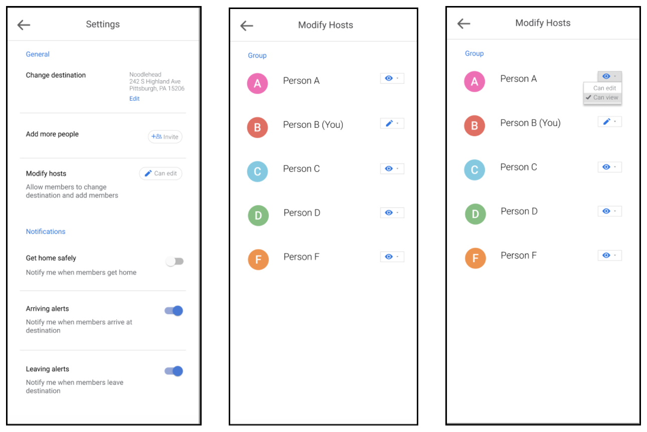Final Prototype: Settings (allows user to edit host details)