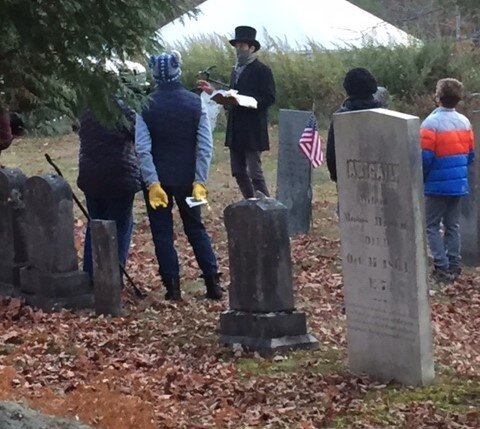  Marek Bennett told the story of the only black man known to be buried in the cemetery, Jeremiah Crocker. Crocker served as a drummer in the Revolution and was well known to General George Washington. 