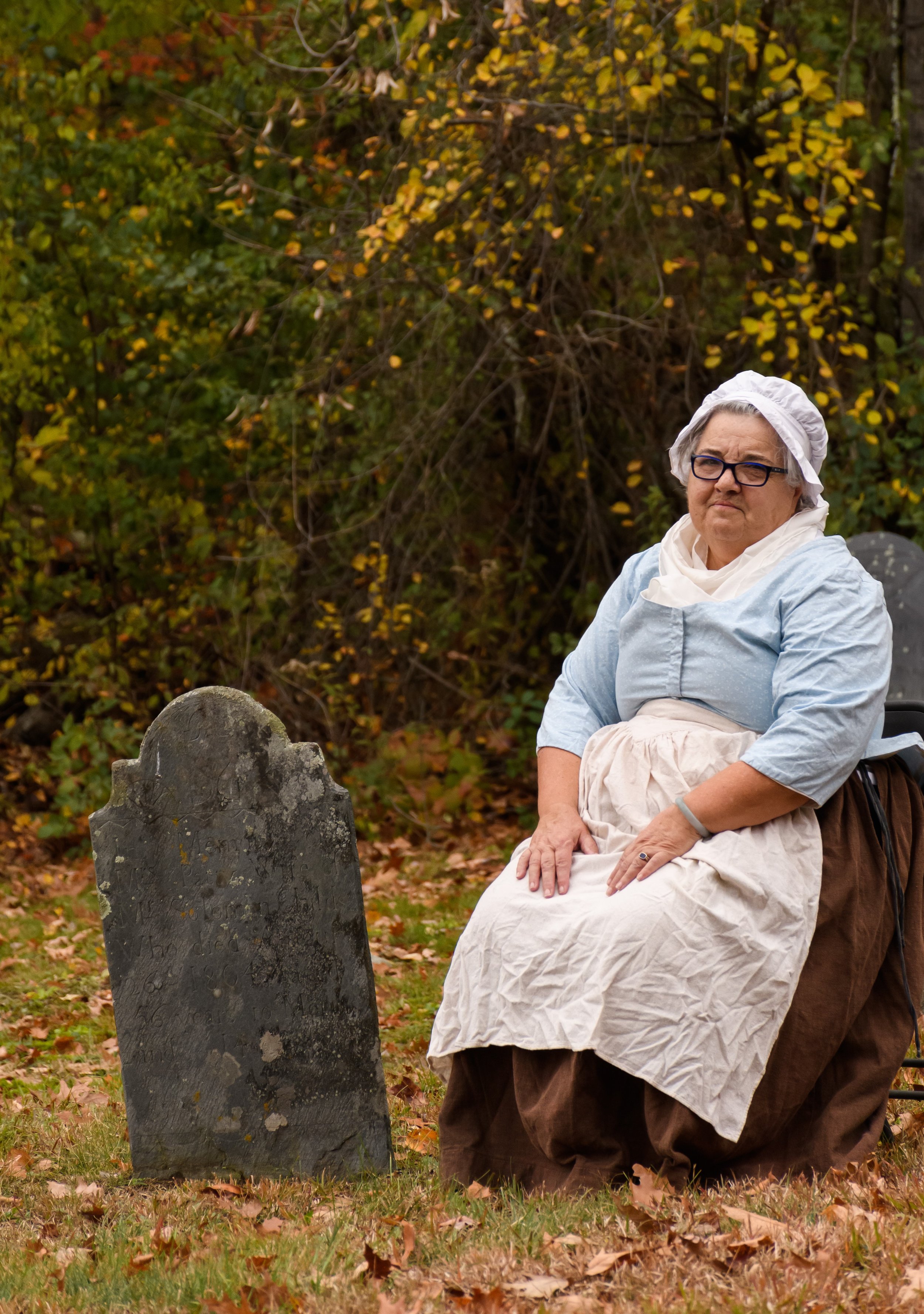  Martha ‘Patty” Childs (aka Sue Fetzer) awaits visitors to hear about her stories of early Henniker.  