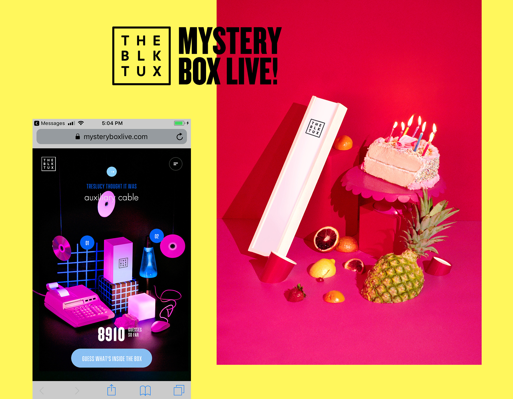 Tabletop set design + production design for The Black Tux’s Mystery Box Live! - an interactive, live guessing game with huge wedding-themed prizes. Agency: Watson DG // DP: Garrett Curtis