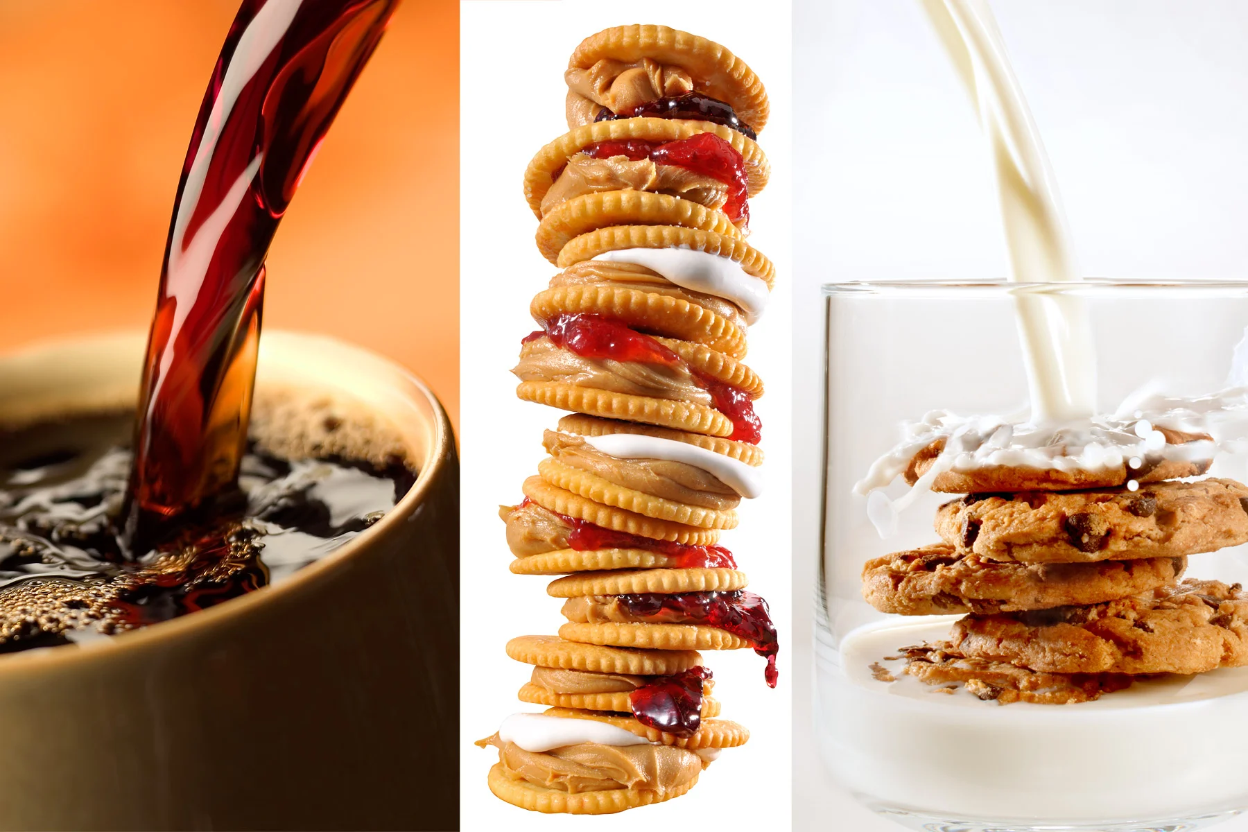 coffee, ritz crackers, milk, chocolate chip cookie, dessert, food, food photographer, Long Island food photographer, product photographer, photographer, studio photographer, packaging, John Montana