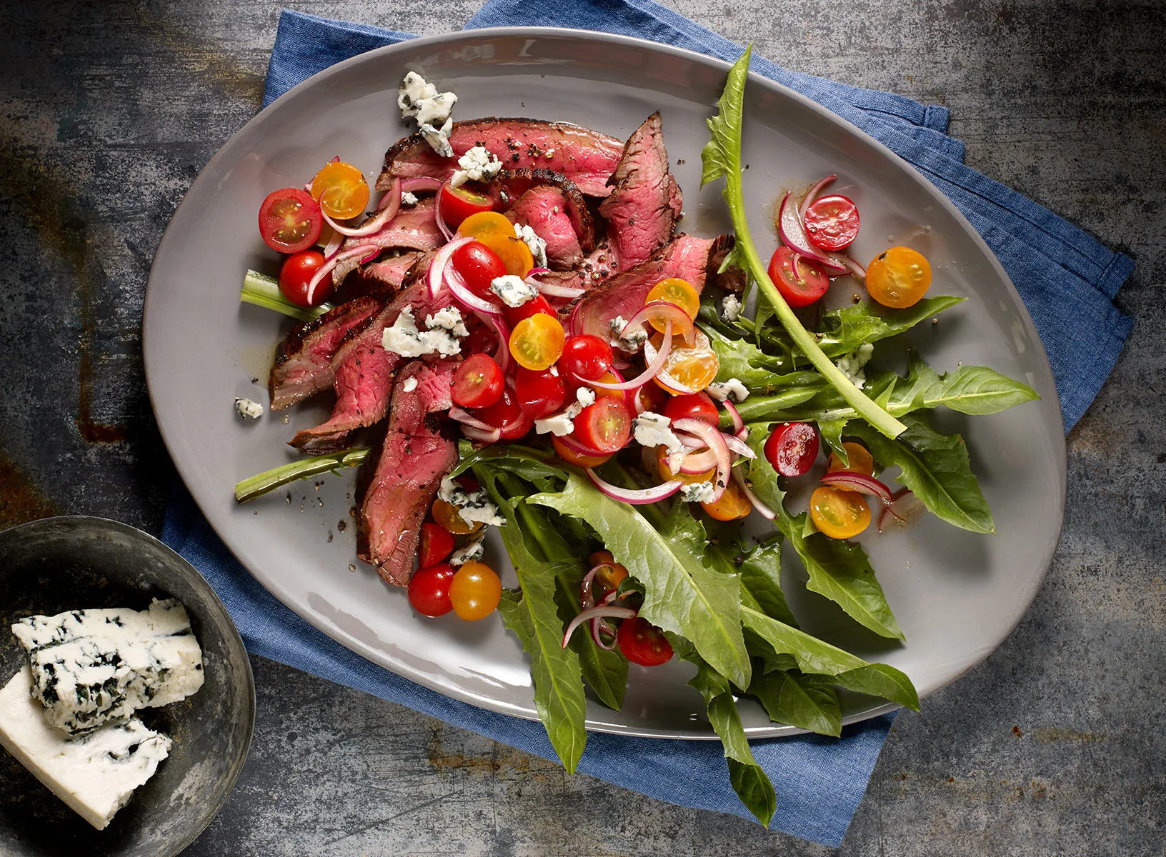 steak, salad, entrée, dinner, food, food photographer, drink photographer, Long Island food photographer, product photographer, photographer, studio photographer, packaging, John Montana, Montana