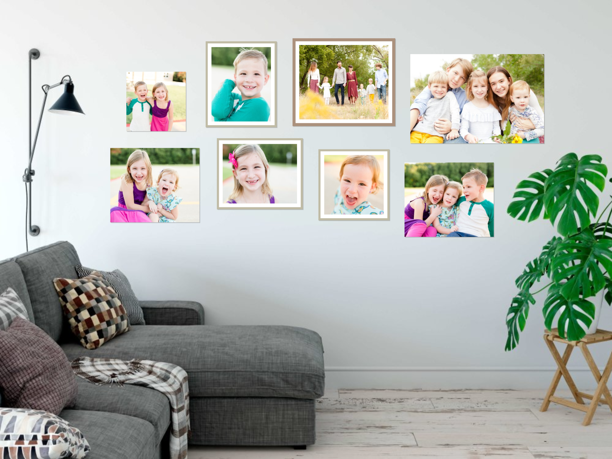 gallery wall with kids photos
