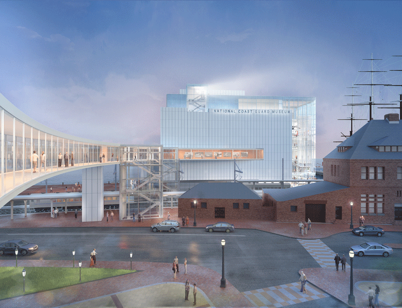 The pedestrian access walkway provides safe passage to the Museum and other waterfront amenities.