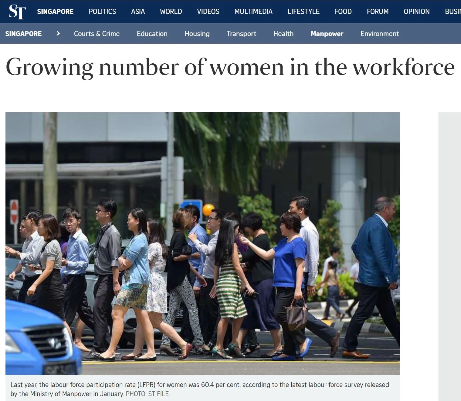 Growing number of women in the workforce