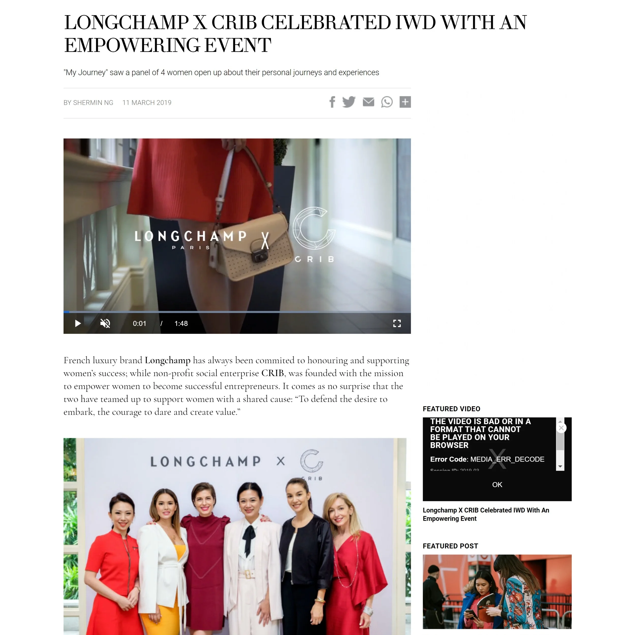 LONGCHAMP X CRIB CELEBRATED IWD WITH AN EMPOWERING EVENT
