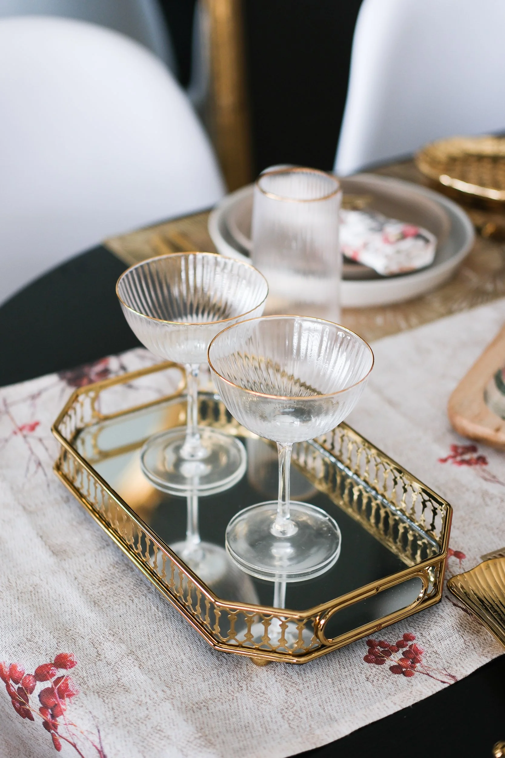 GOLD MIRROR TRAY - RECT S