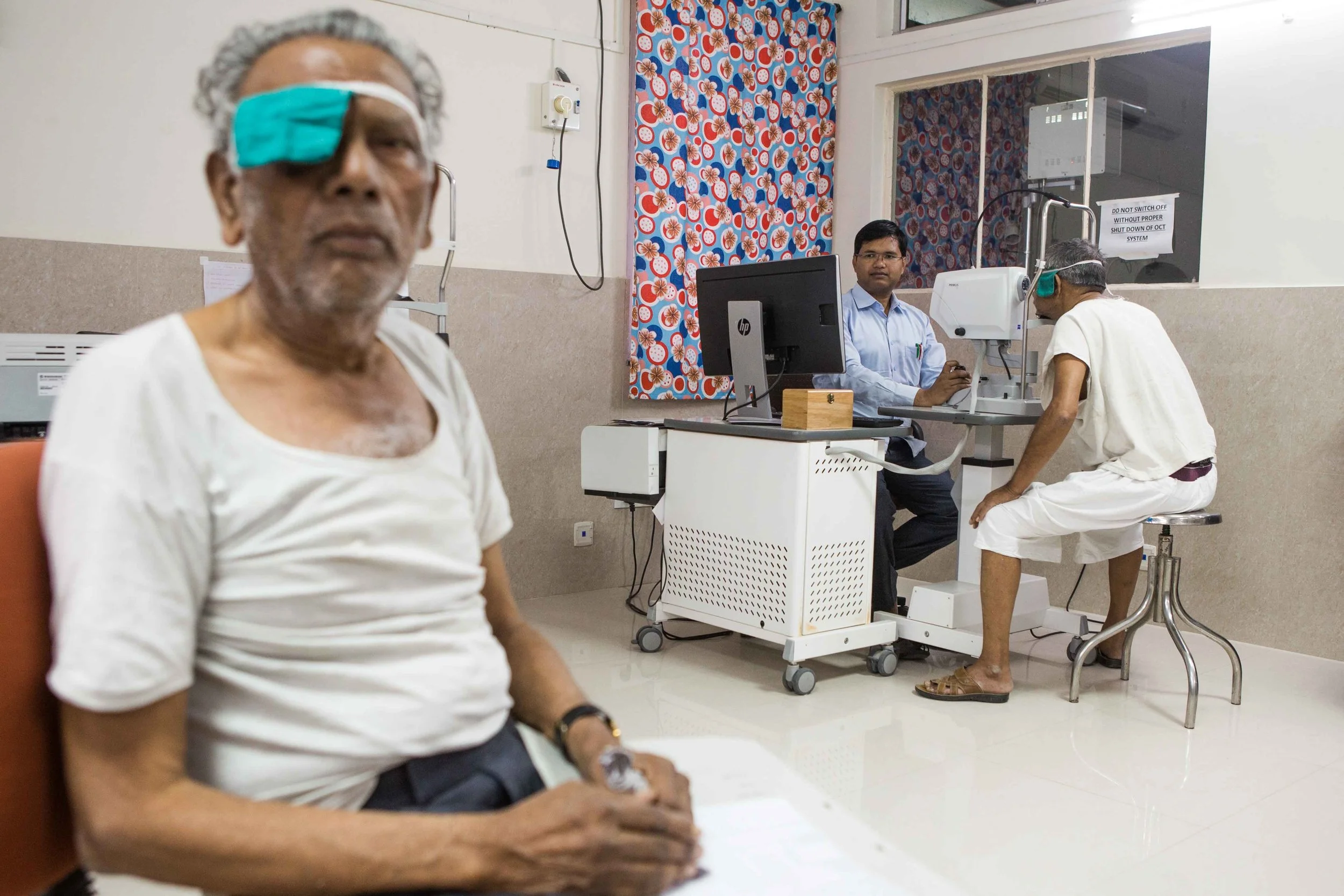 Retina examination in process. District Hospital Wardha, Maharashtra