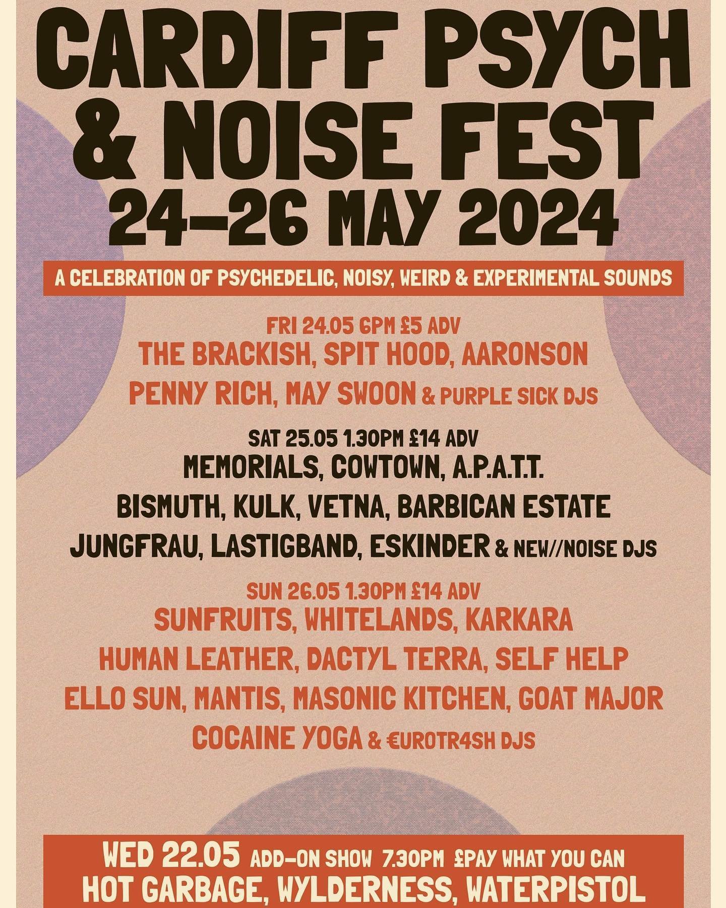TICKET GIVEAWAY &amp; DAY SPLITS!
Cardiff Psych &amp; Noise Fest annual poster-sharing competition for 2 chances to win a pair of tickets (here + Facebook) - either a repost or story - make sure your profile is set to public so we can see, good luck!