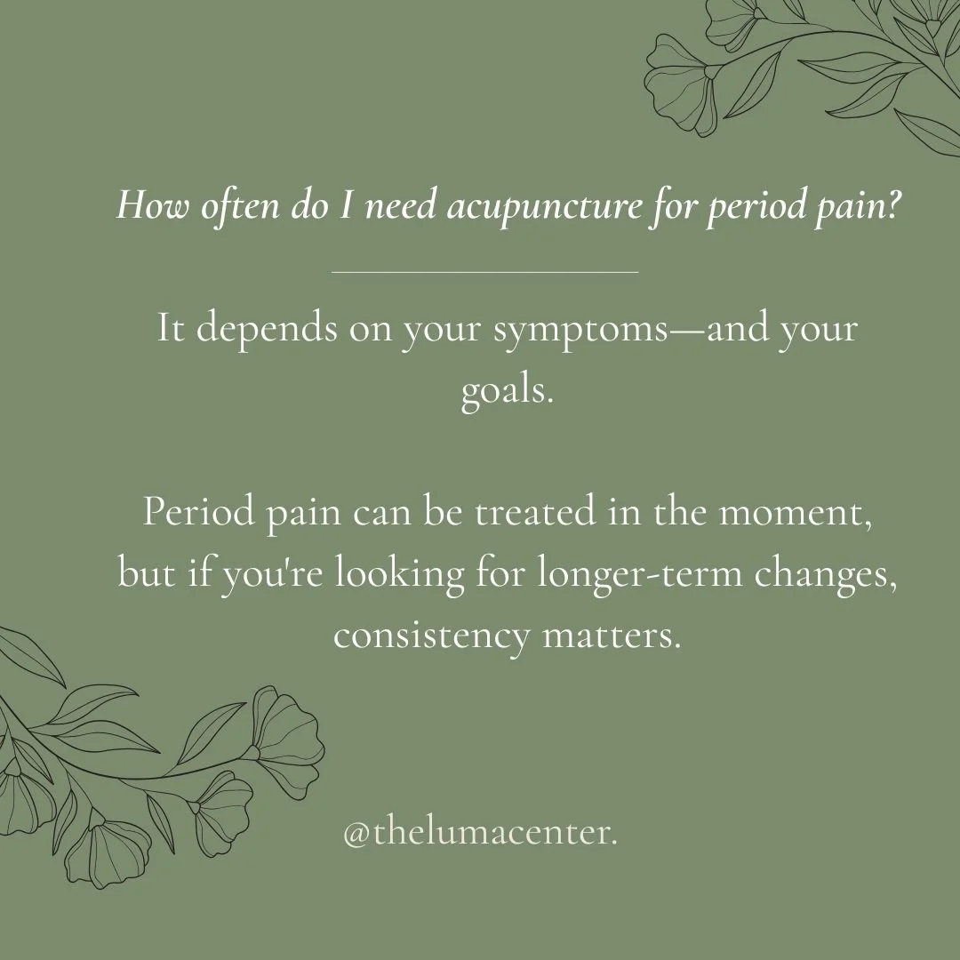 How often should you get acupuncture for period pain? 🌿

If you struggle with painful periods, you might be wondering whether one treatment around your period is enough&mdash;or whether you need a more consistent approach.

Acupuncture around the ti