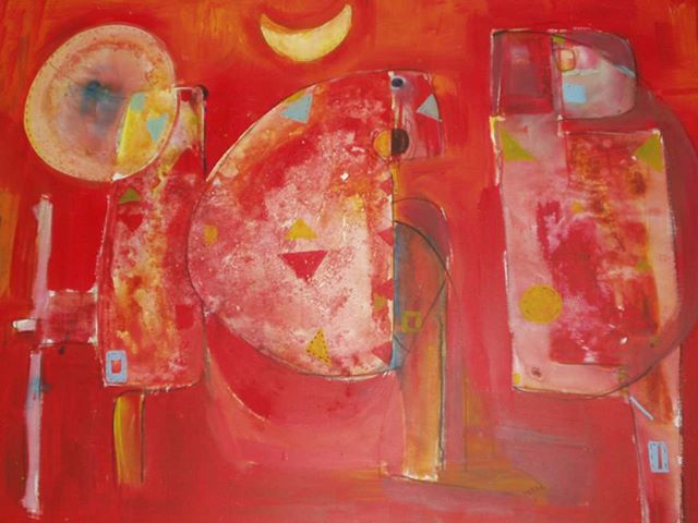 &quot;The Red Composition&quot; by Abraham Awalom - one of several dozen lost works from Eritrea, available in print form only. [Paste from prior post: This week I had the pleasure of working with Abraham to go through digital images of his past work