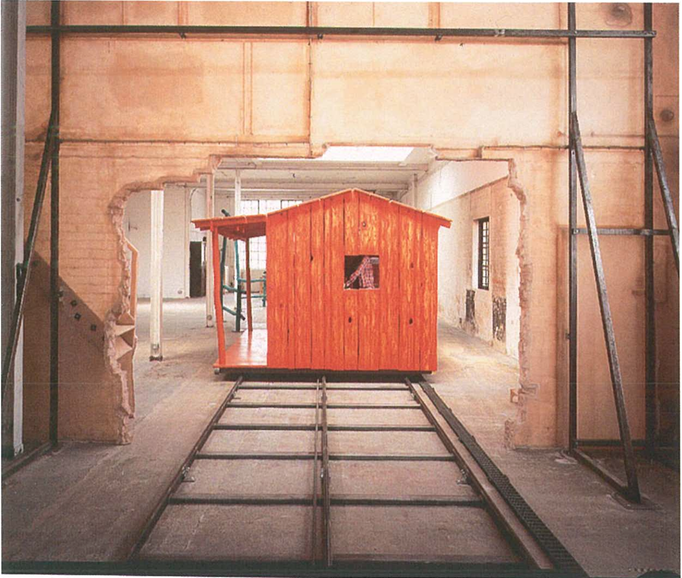 Installation view of Paul McCarthy’s Bunkhouse (1996)