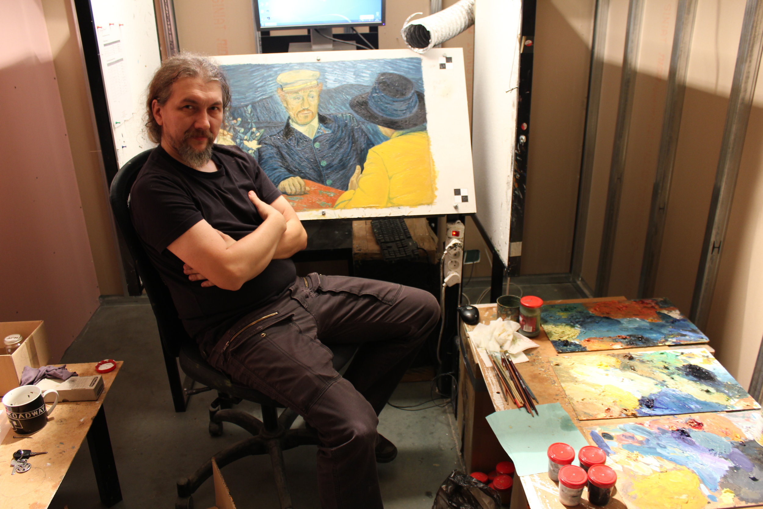  Behind the scenes images of the painting animators behind the award-winning film, " Loving Vincent " - courtesy of BreakThru Films 