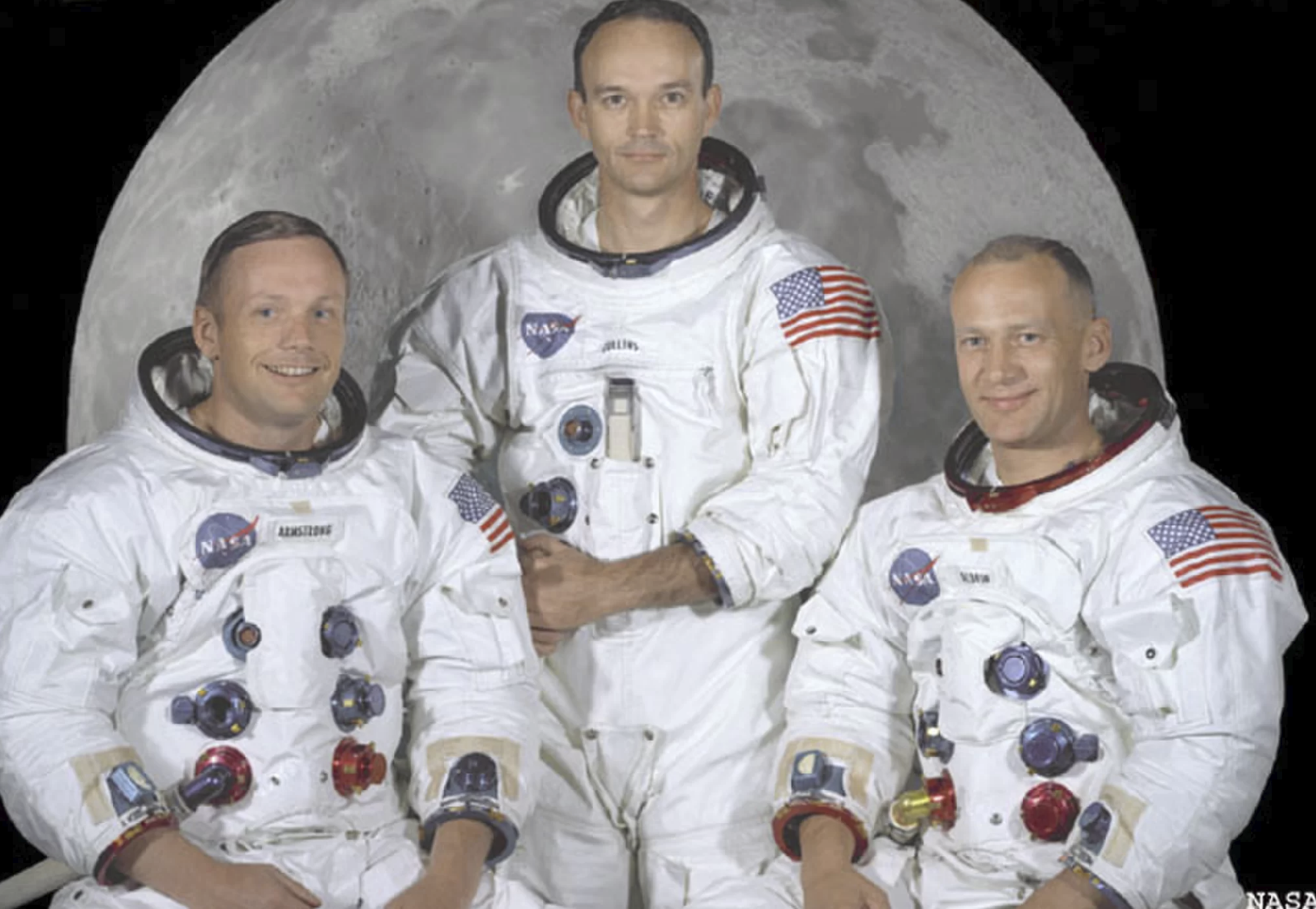Neil A. Armstrong, Commander; Michael Collins, Module Pilot; Edwin E. "Buzz" Aldrin, Lunar Module Pilot Credit: NASA