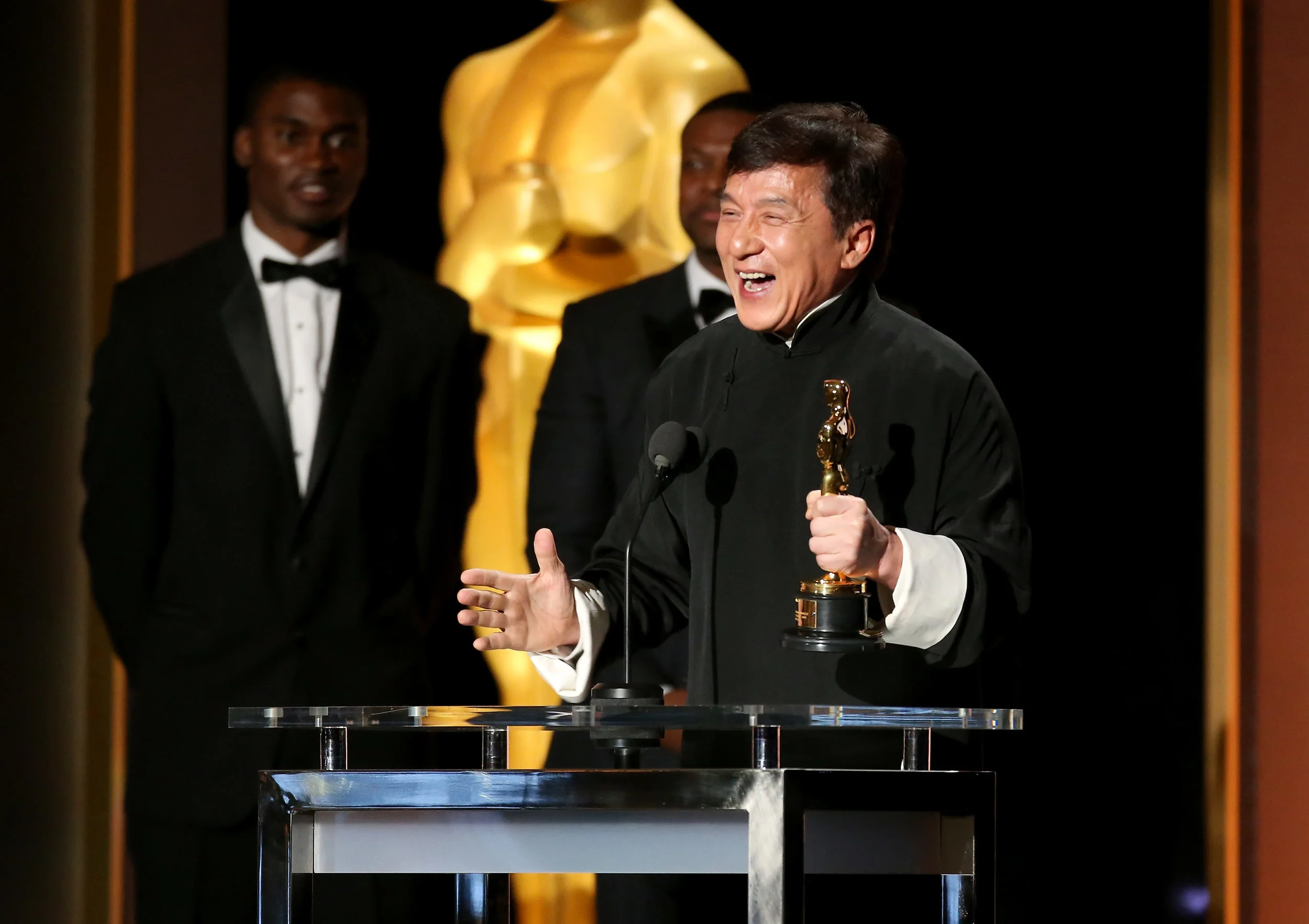 Jackie Chan receiving an honourary Academy Award (2016) - Photo by Frederick M. Brown/Getty Images Entertainment / Getty Images