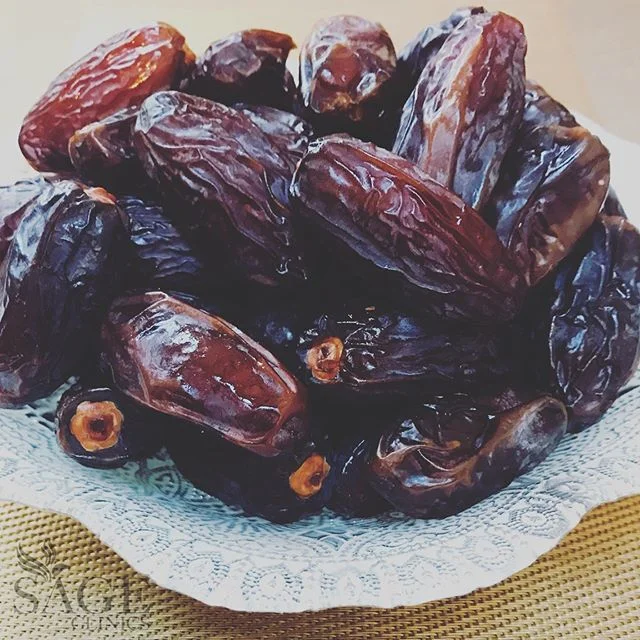 DATES: There are innumerable benefits to this miracle fruit. Some of which are : Dates are loaded with protein, rich in vitamins B1,B2,B3,B5,A1,C, D, full of fiber and antioxidants, keeping your bones healthy with selenium, manganese, copper and magn