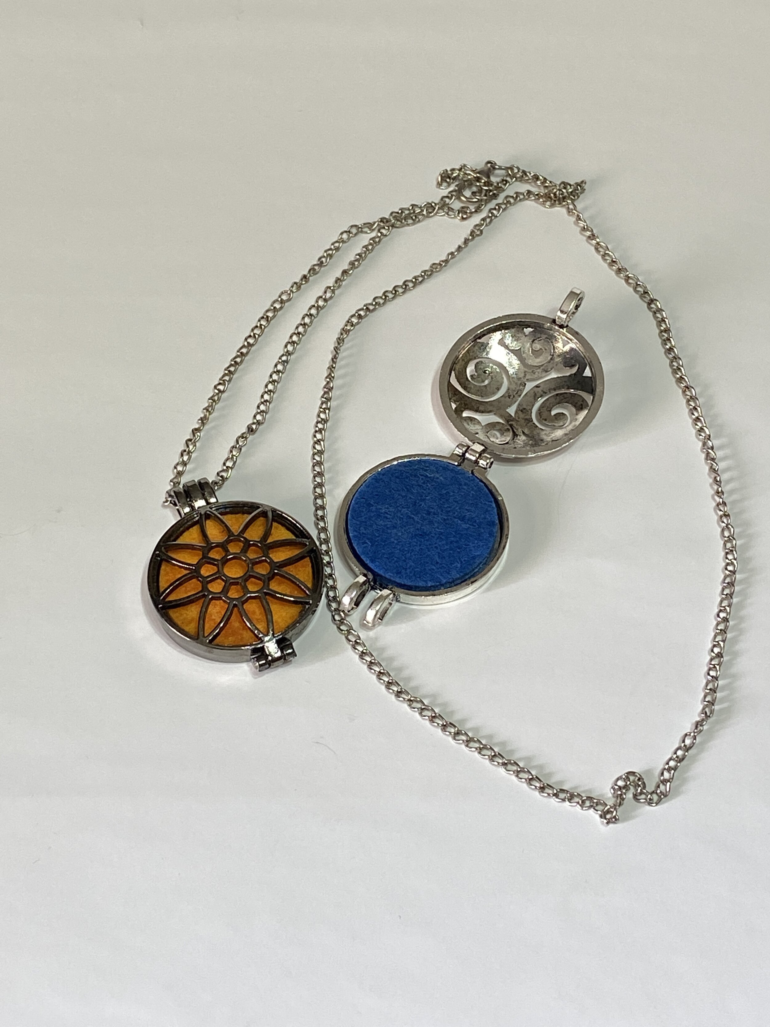 Essential oil  diffuser necklace, silver alloy metal locket, stainless steel chain