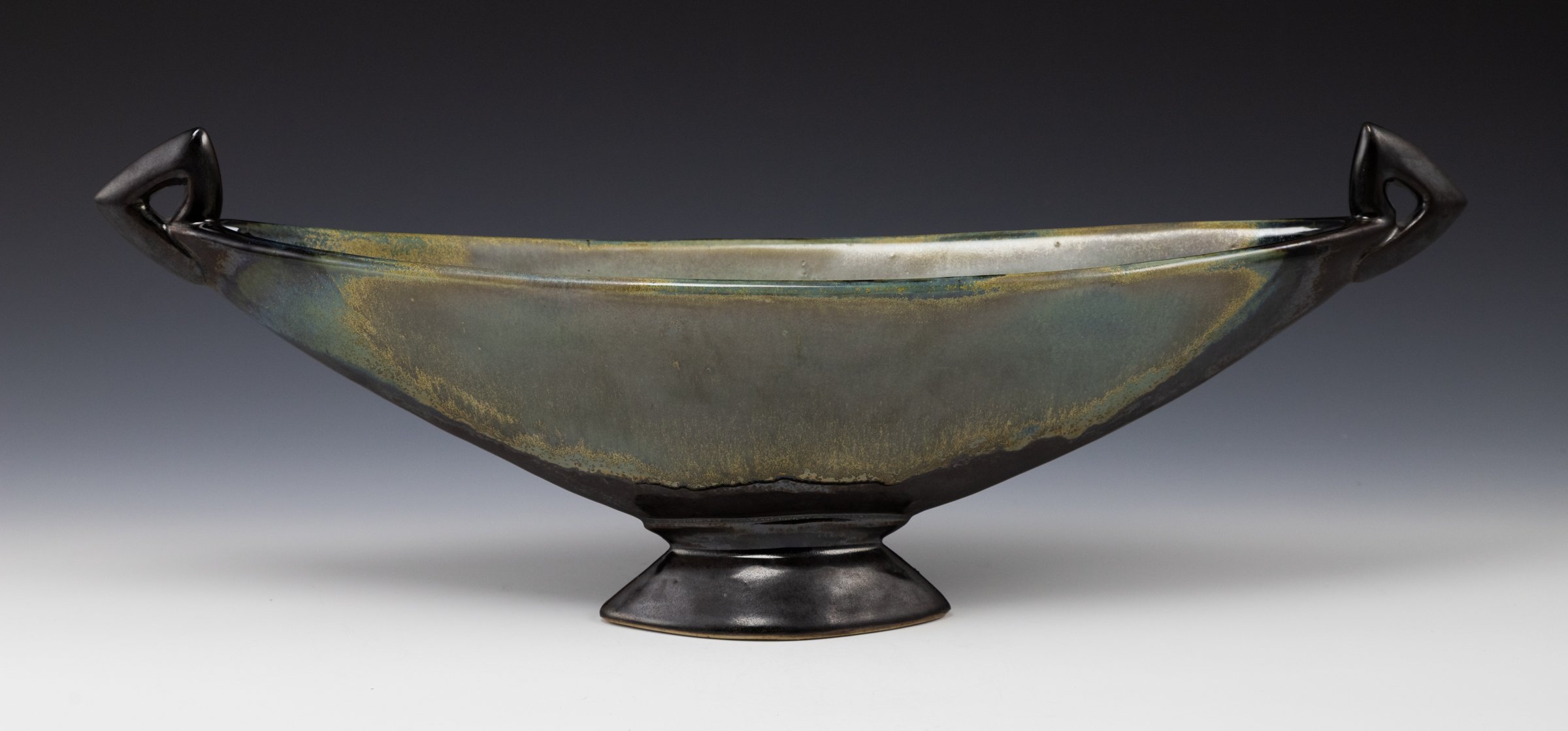 Susan Filley, Oval pedestal bowl, 8" x 21" x 5.25"