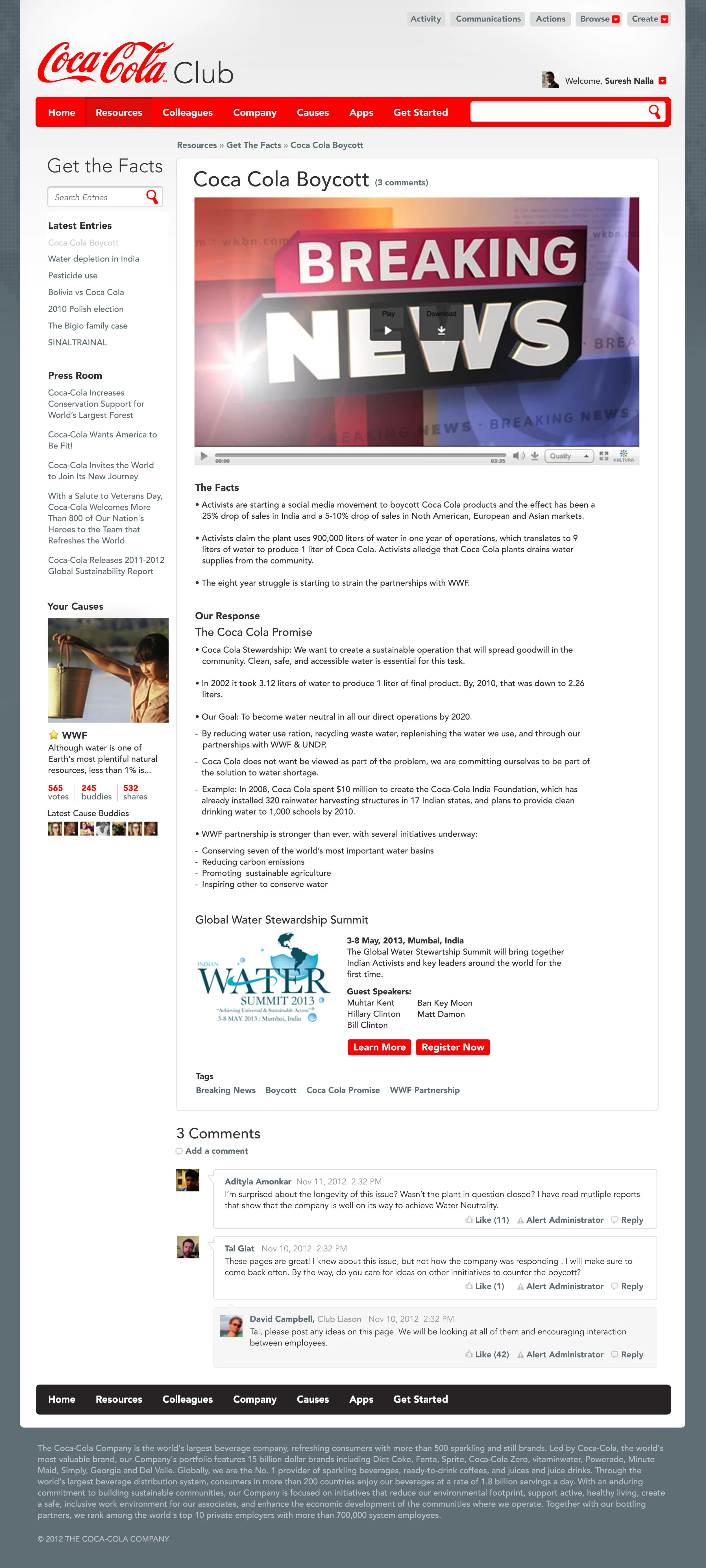 Crisis Comms Page