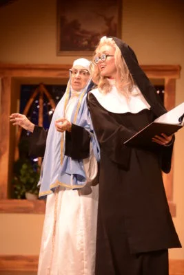 Natascha Girgis as Sister Augusta and Charlie Gould as Sally (photo credit: John Watson)