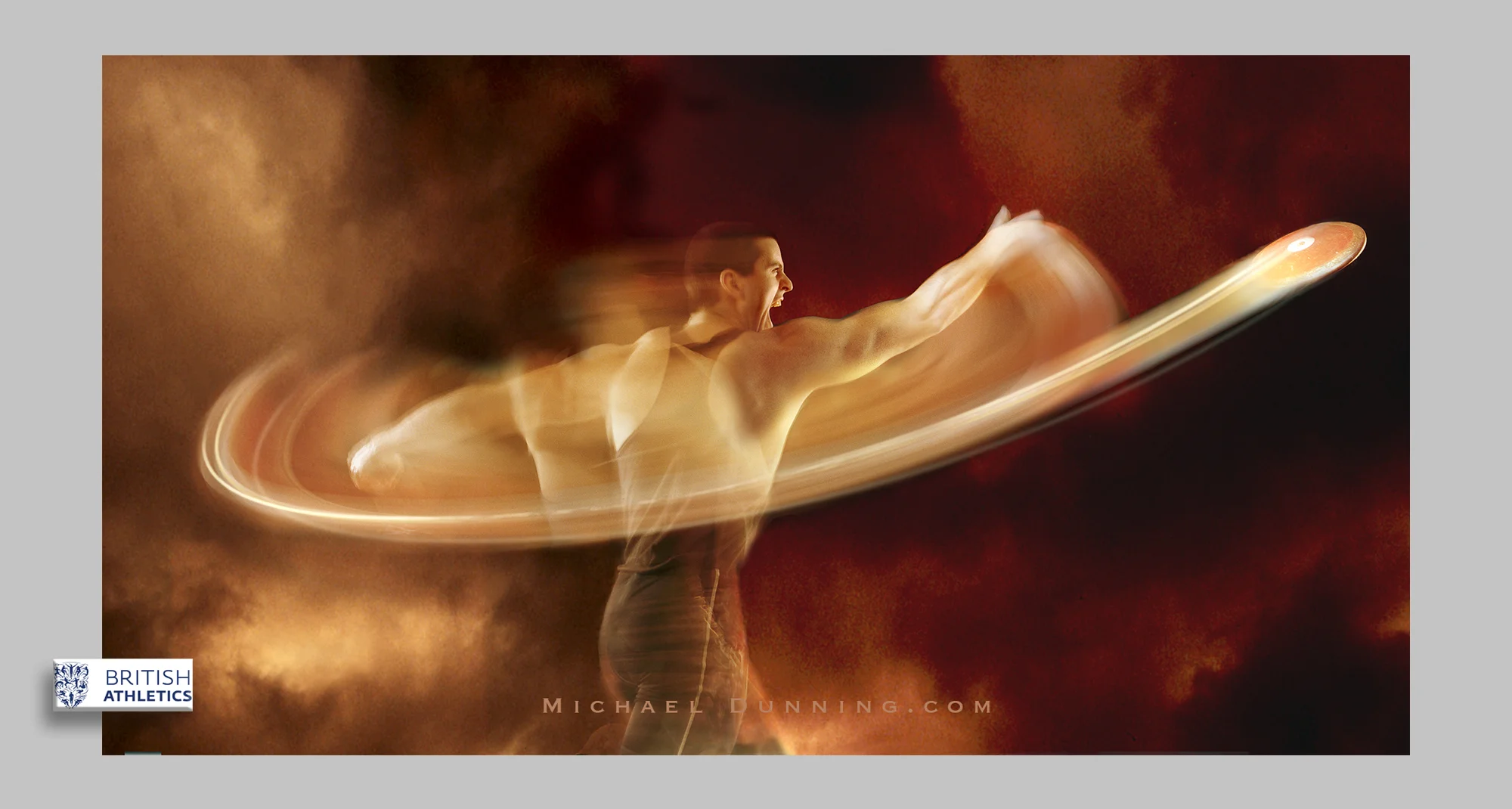 The brief from British Athletics was to create a striking image of a discus thrower.