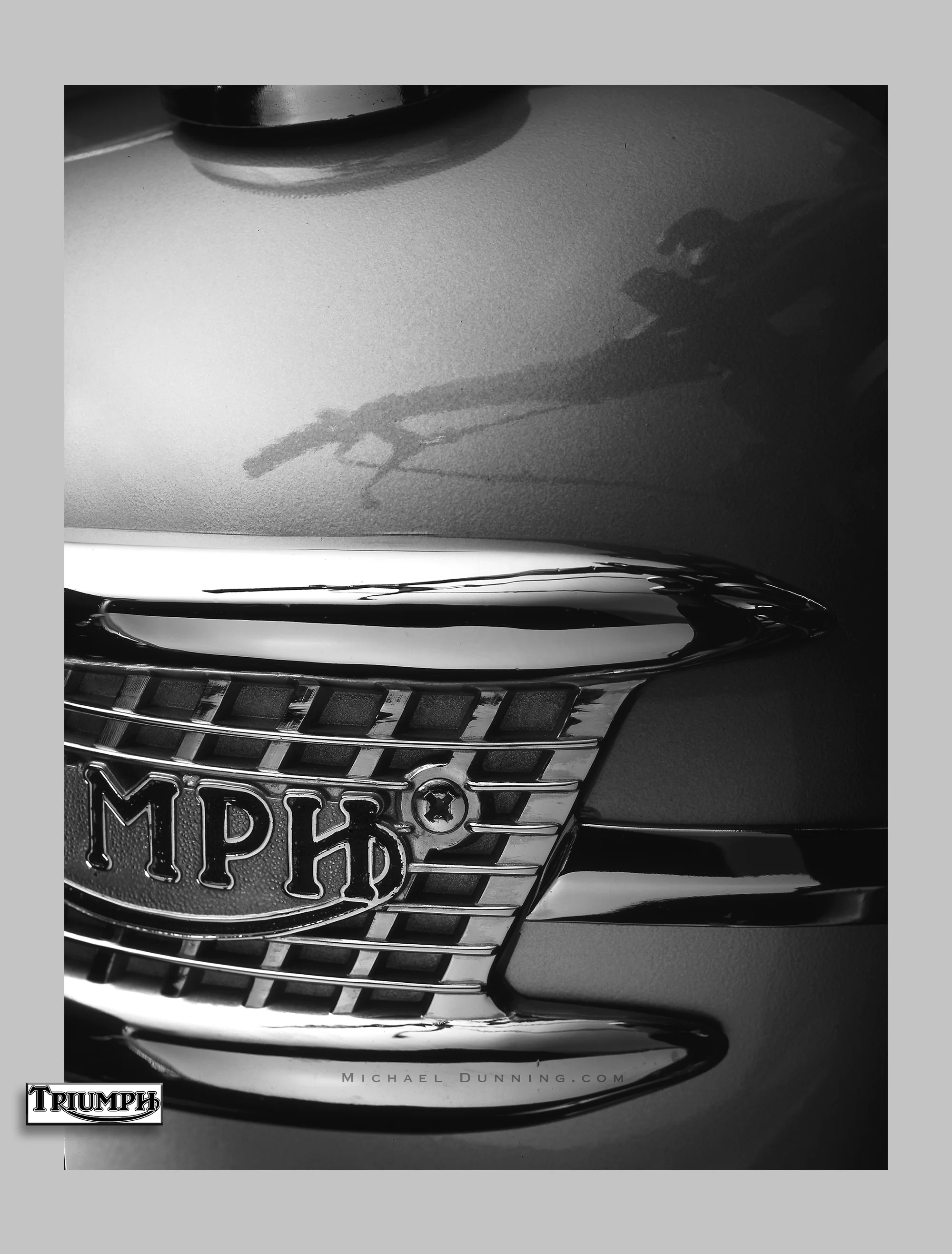 The brief from Triumph was to photograph a vintage motor cycle and crop the image so only the MPH could be seen.