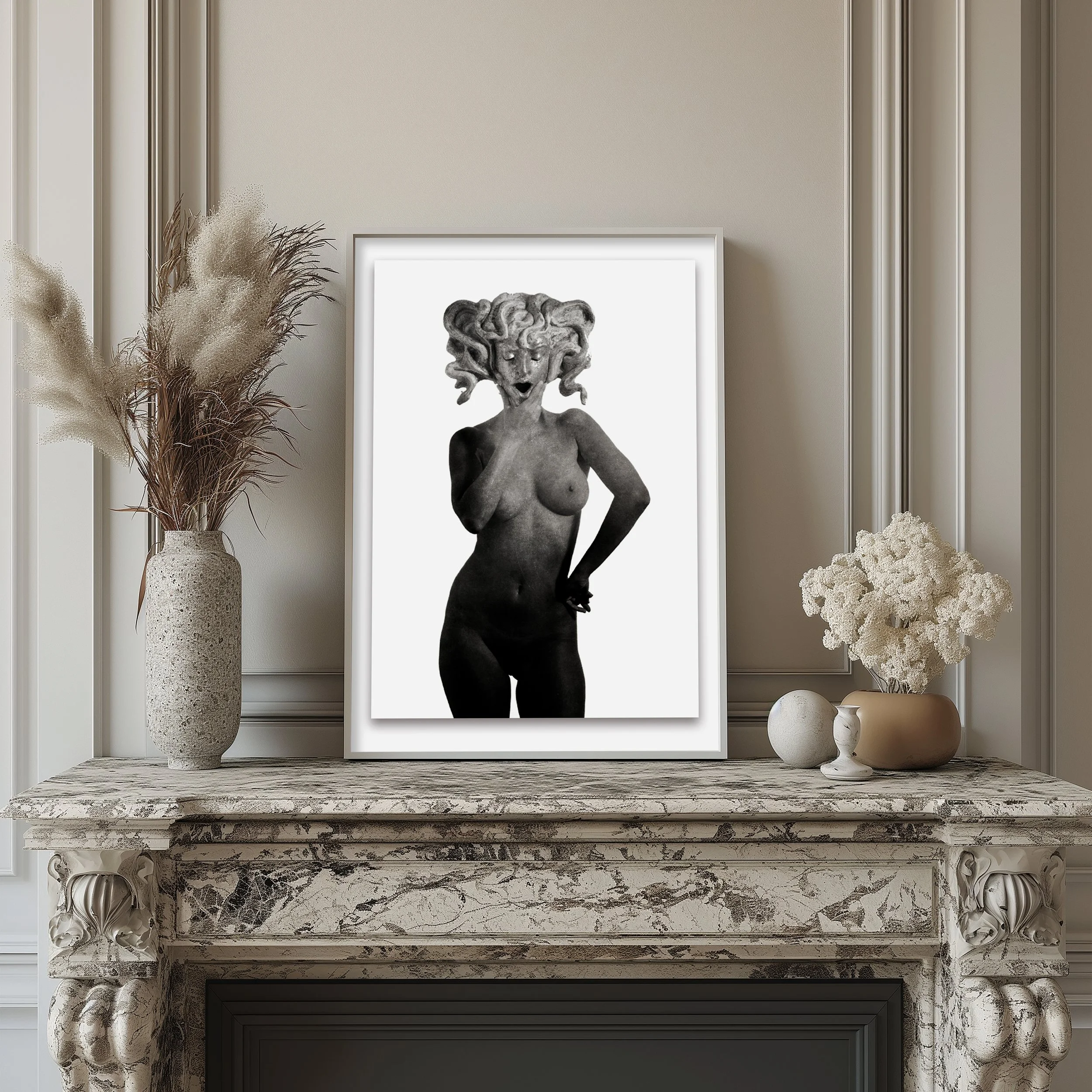 Stone Medusa on mantylepiece.jpg