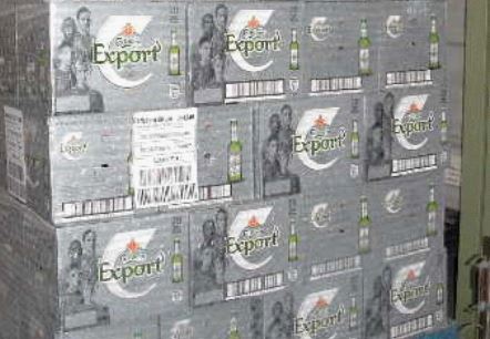 AFTER: A palletised load of Carlsberg Export wrapped in Air-O-Film® Stretch.