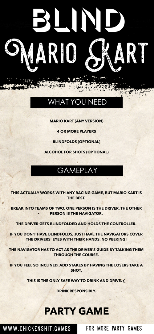 Blind Mario Kart (Party Game Rules)