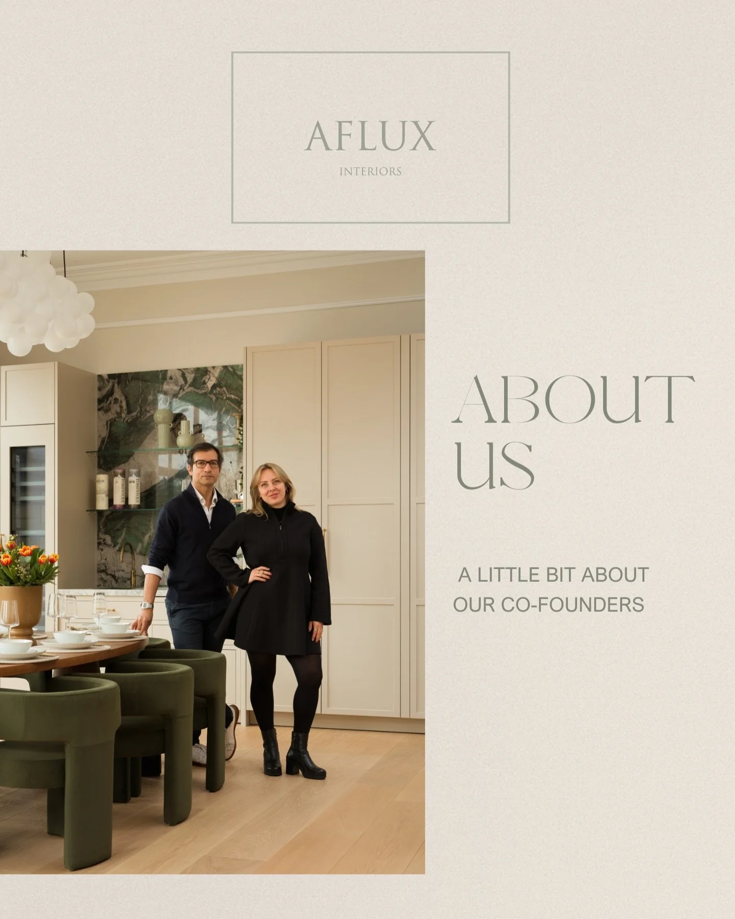 Aflux Interiors is led by Amit and Sara, combining thoughtful design with careful project leadership.

Sara leads the creative direction of the studio. With a background in luxury residential interiors, she focuses on creating spaces that feel calm, 