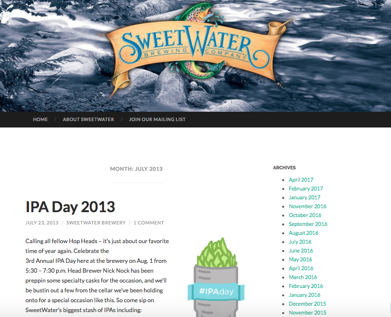 SweetWater Brewery Blog (click to read)