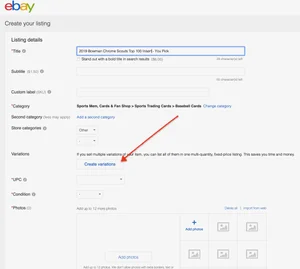 Simple Guide To Creating An Ebay Variation Listing Waxpackhero