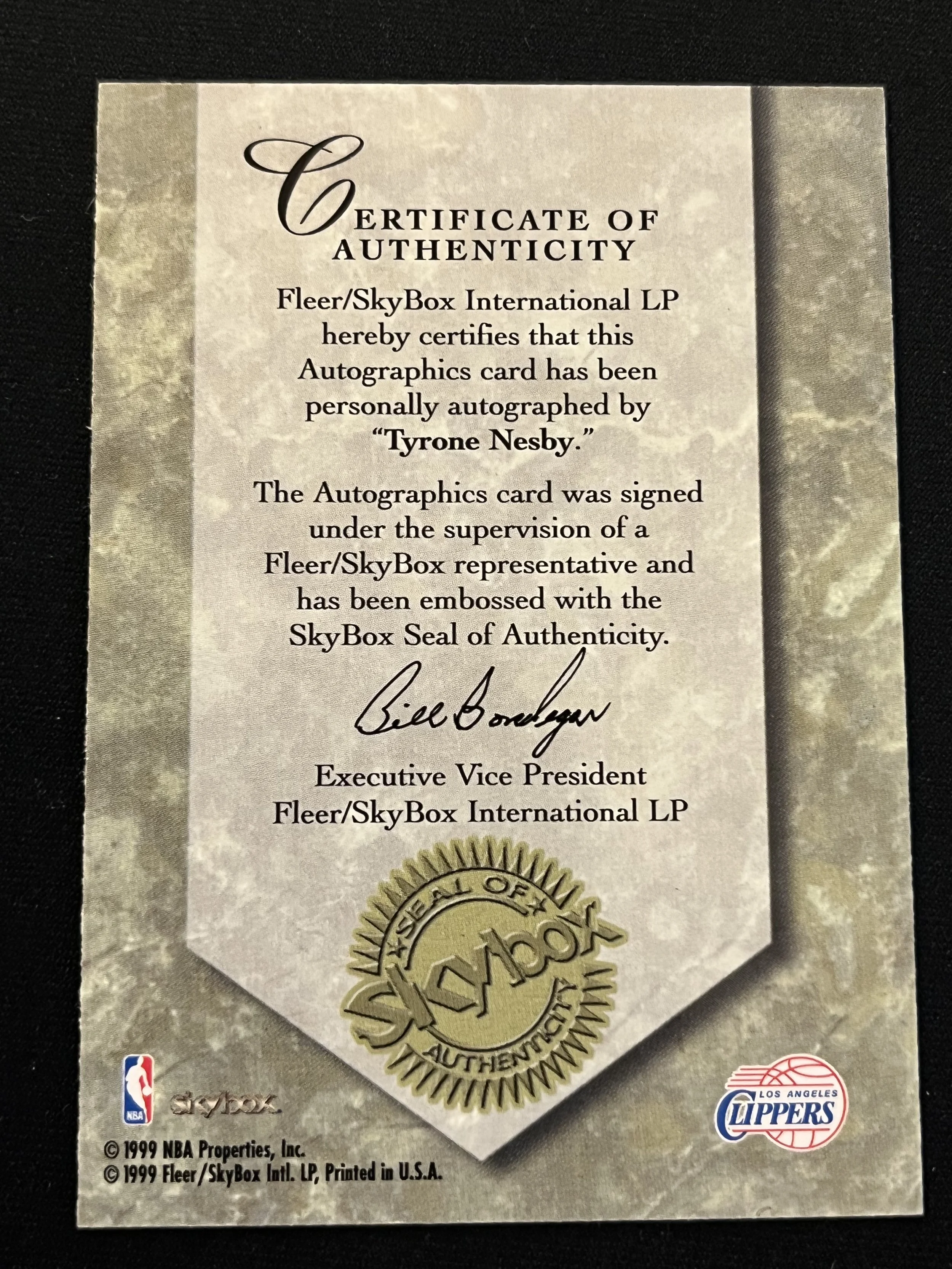 1999 Skybox Premium Red Foil Auto /50 - back