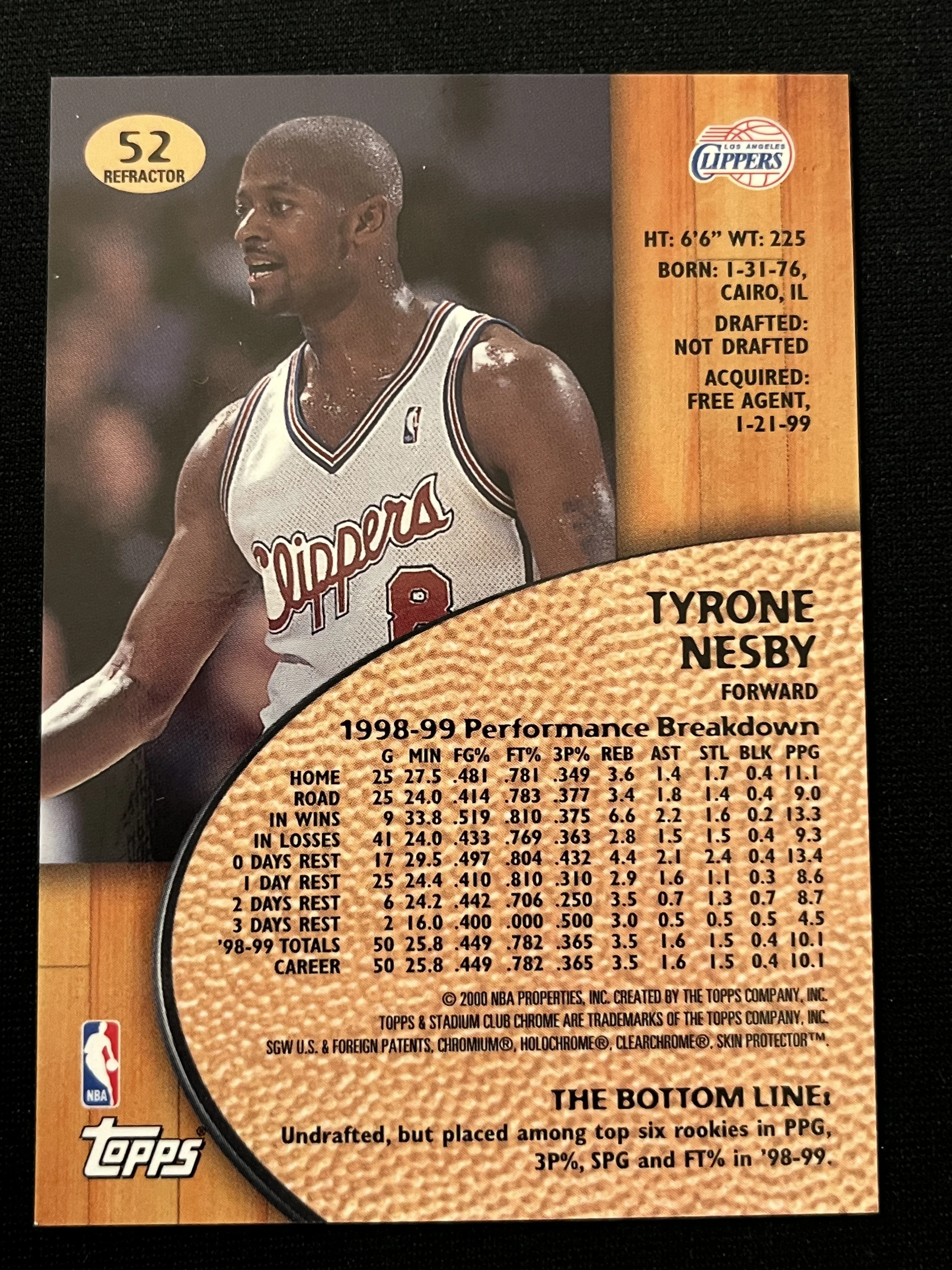 1999 Stadium Club Chrome Refractor #52 - back